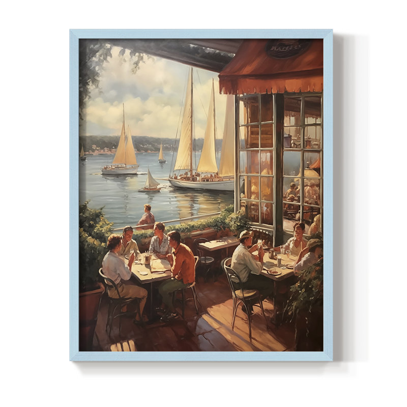 NAUTICAL Series DCxxxi, reproduction encadrée - bois massif, H 11 po x l 9 po, Bleu
