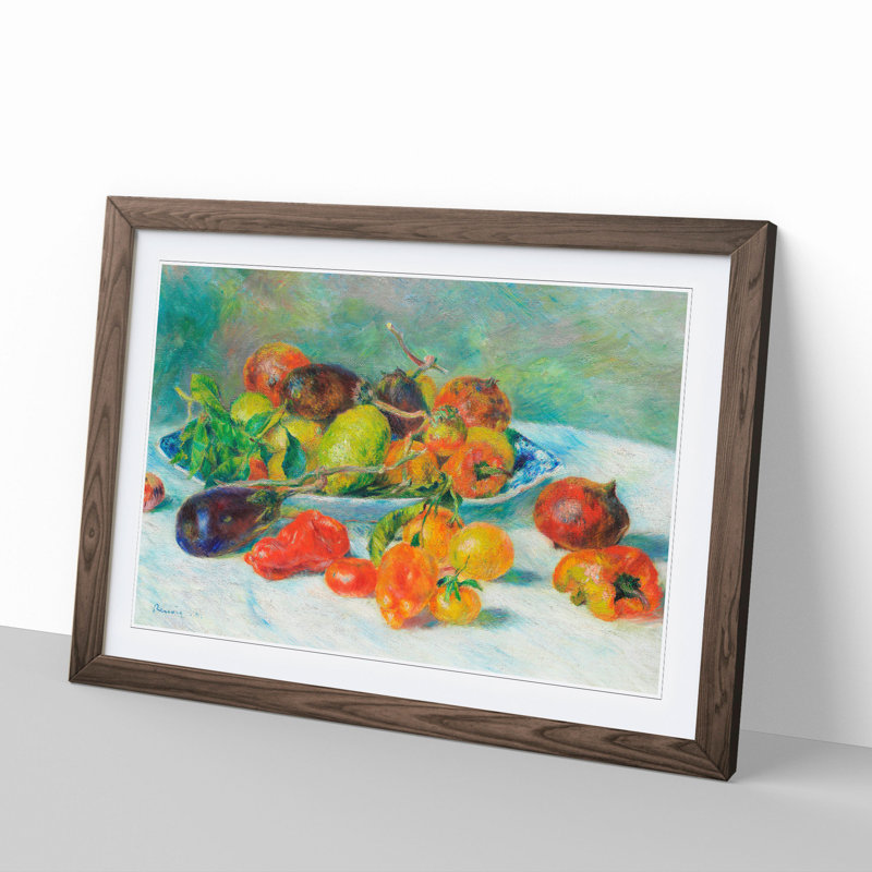 Still Life with Fruits Vol.4 by Pierre-Auguste Renoir - Picture Frame Painting, Walnut Framed, 27cm H x 36cm W x 2cm D