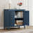 Geometric Embossed Storage Cabinet with Magnetic Doors, Matte Vintage Finish, Handle-Free Design, Raised Legs for Easy Cleaning, Entryway Sideboard Cabinet for Living Room & Bedroom