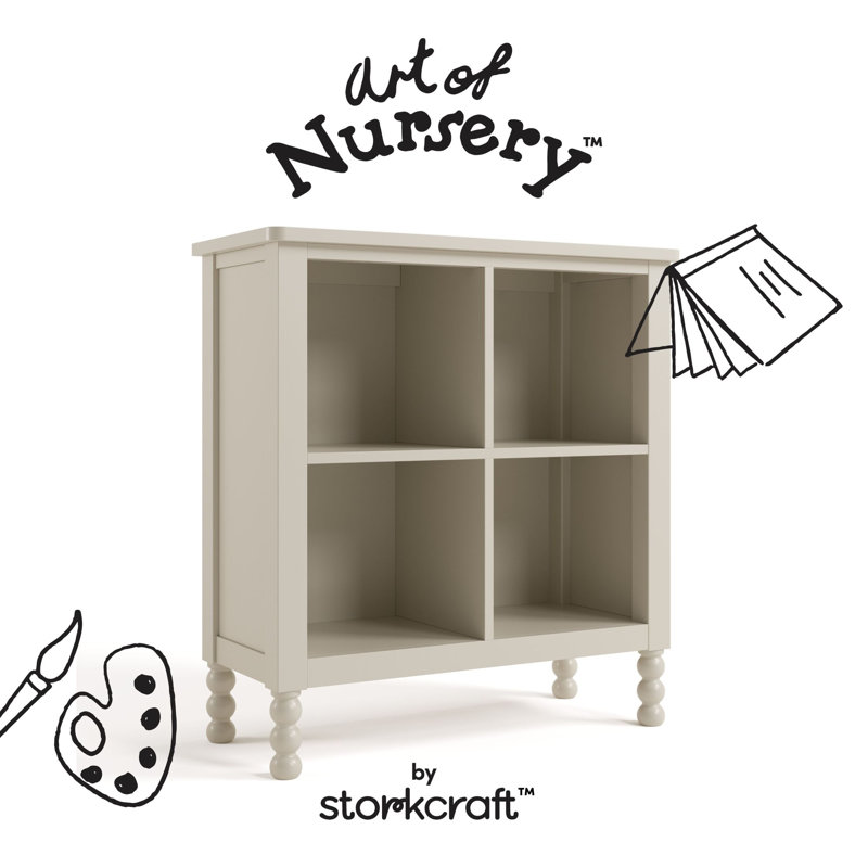 Rio 4 Cube Storage Organizer Bookcase, Frosted Oat