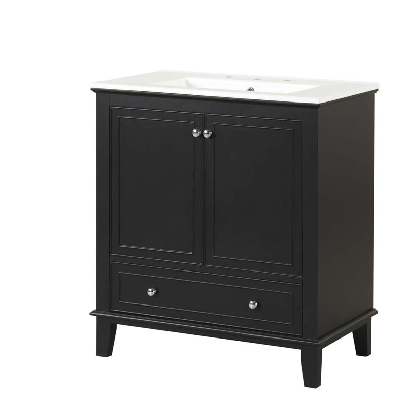 Meuble-lavabo simple avec plateau Delvina 30, Noir