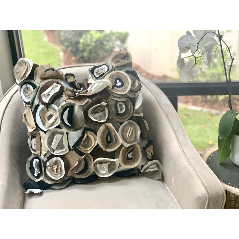 Blossom Square Pillow, Gray/White