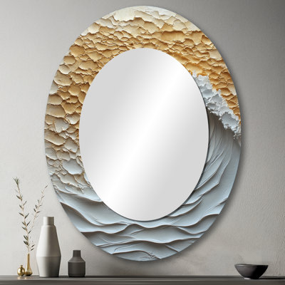 Miroir mural ovale beige et blanc