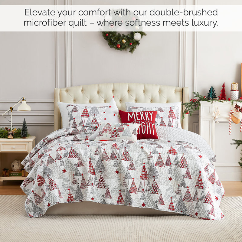 Ensemble de literie surdimensionnée légère et réversible Merry and Bright, Couvre-lit pour grand lit + 5 pièces supplémenta