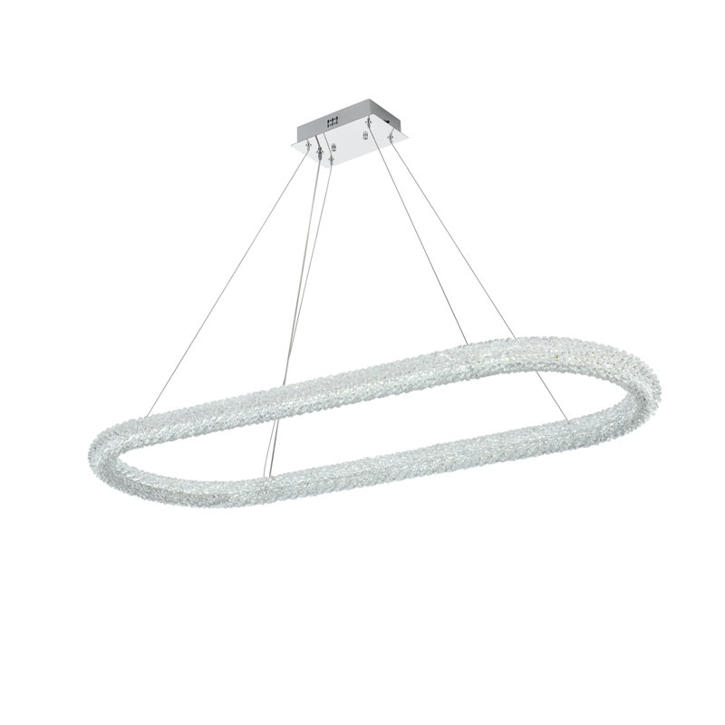 Lustre rond / ovale à intensité variable Bridgeton, H 2,5 po x l 51 po x P 20 po, Chrome chrome