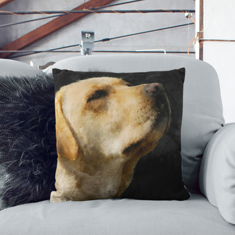 Golden Labrador Dog Vol.1 Painting Square Throw Cushion, Black, 40cm H x 40cm W x 15cm D
