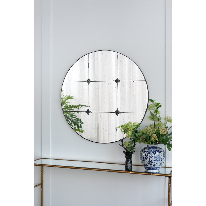 Miroir à panneau en verre antique de style traditionnel, miroir mural pour console d'entrée de salle de bain
