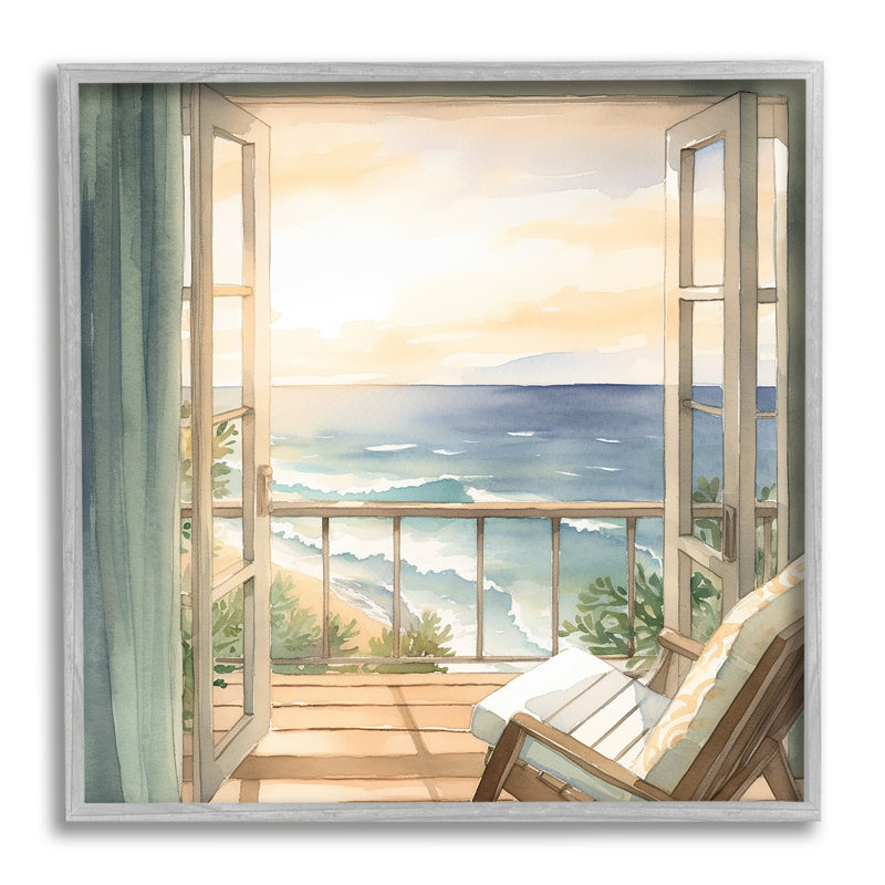 «Ba-023», impression encadrée «Seaside Escape Scenery» sur toile par LSR Design Studio, H 17 po x l 17 po x P 1,5 po