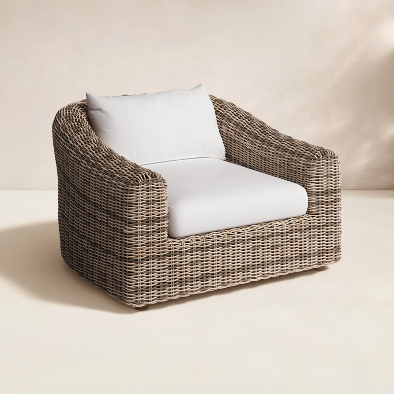 Messina Outdoor Teak Lounge Chair, White, Brown