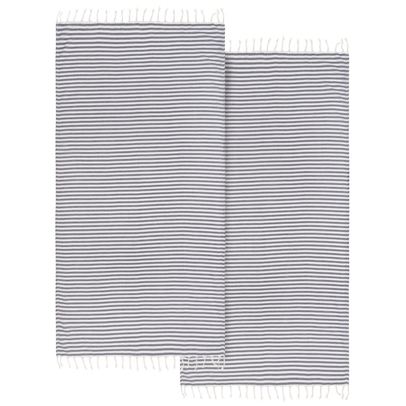  Ensemble de 2 serviettes en coton turc, Gris graphite
