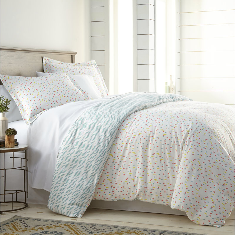 Ensemble de housse de couette réversible Baird, Blanc, Couette pour lit double/grand + 2 taies décorativ