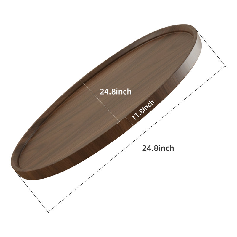 Grande table basse ronde avec repose-pieds noyer