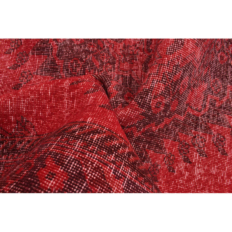 Paulean One-of-a-Kind 4'11" X 11'9" 1990s Wool Area Rug in Dark Red