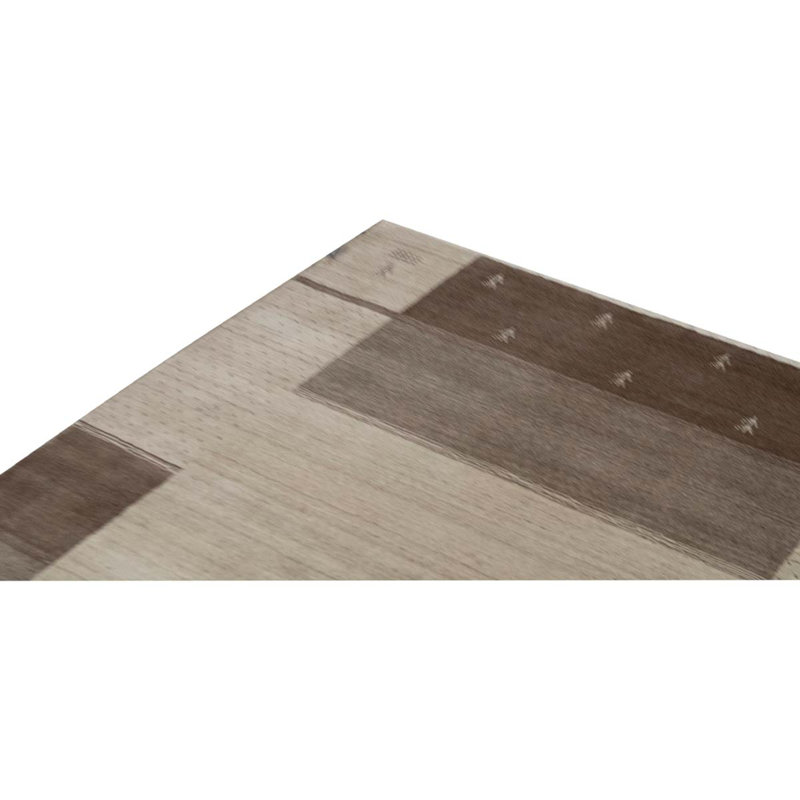 Tapis gris / brun en laine noué à la main de conception unique de 3 pi 9 po x 5 pi 9 po One-of-a-Kind