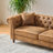 63"Chesterfield ‌Tech Fabric Sofa,High-Tech Fabric Roll Armrest Sofa,Upholstered Mid Century Modern Couch,2 Seater Couch For Living Room, Office, Apartment, Brown