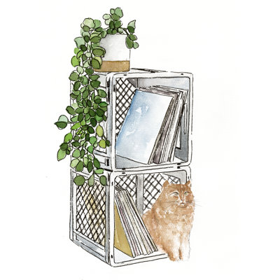 Plants and Cat - Painting Print