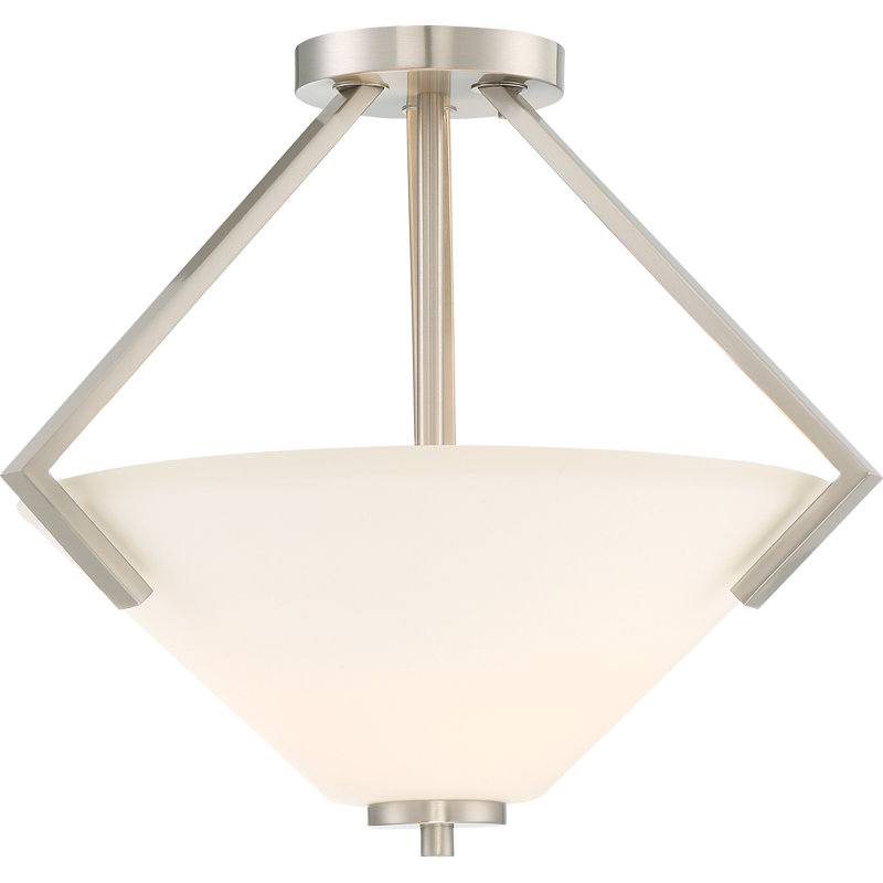 Naccarato Glass Semi Flush Mount, Brushed Nickel