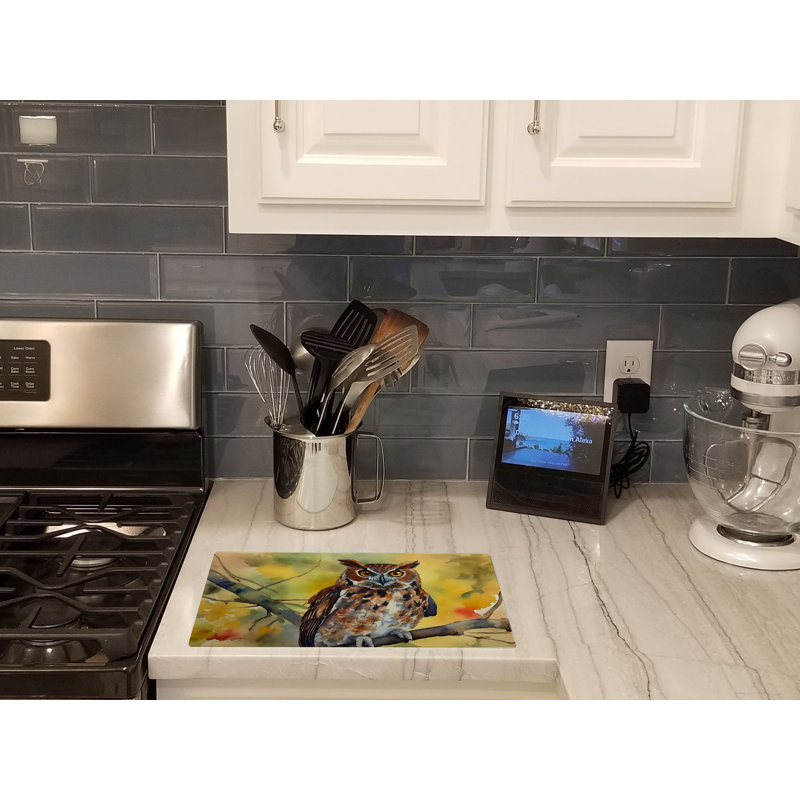 Eastern Screech Owl Glass Cutting Board