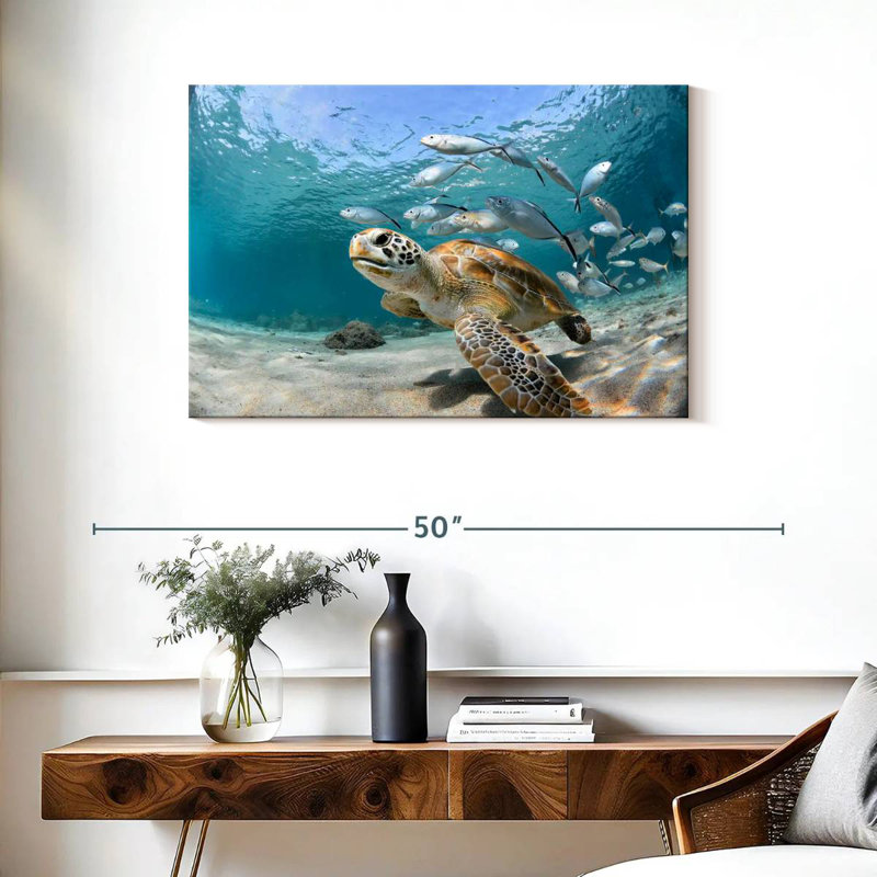 Fish School And Turtle, 24" H x 36" W