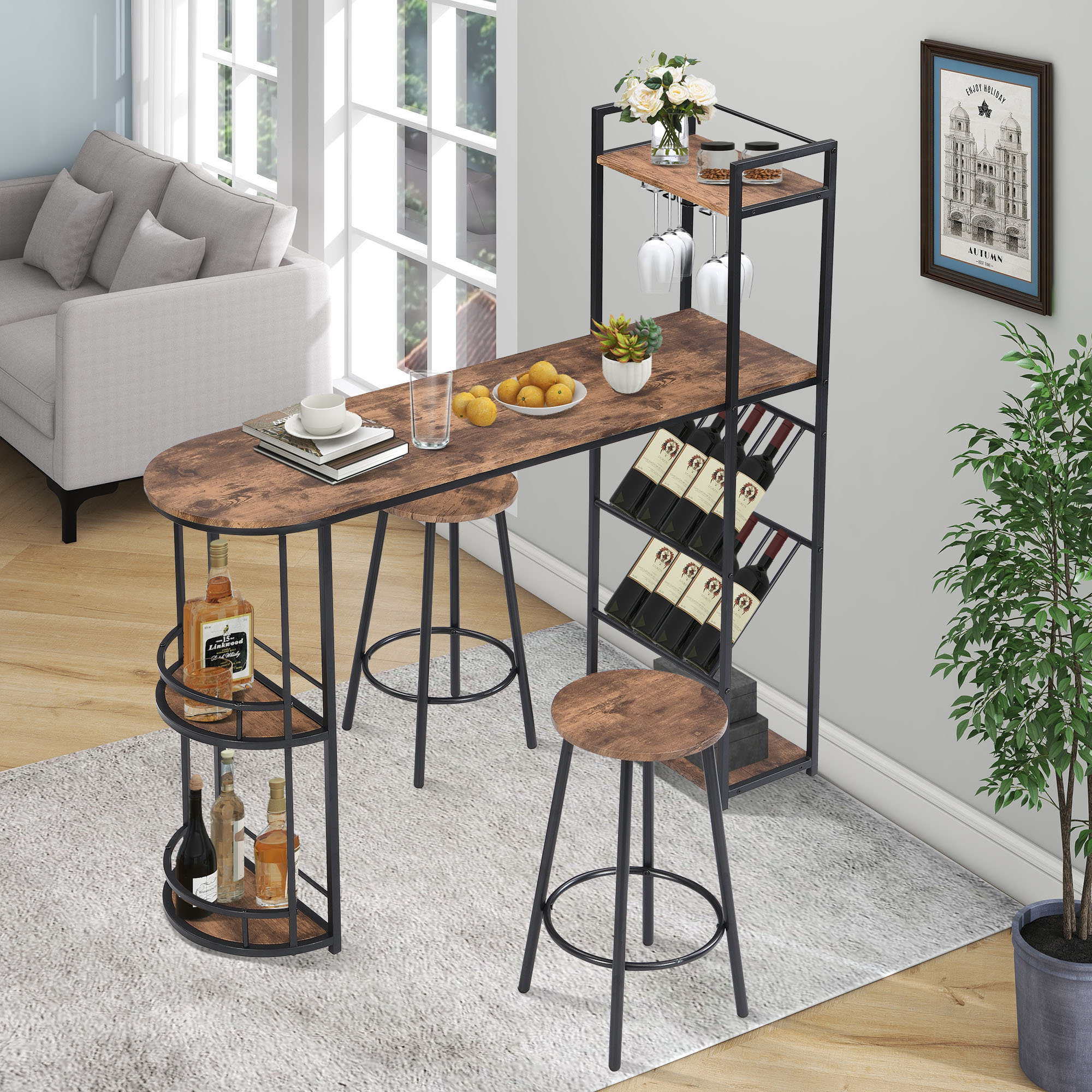 Couch bar table deals set