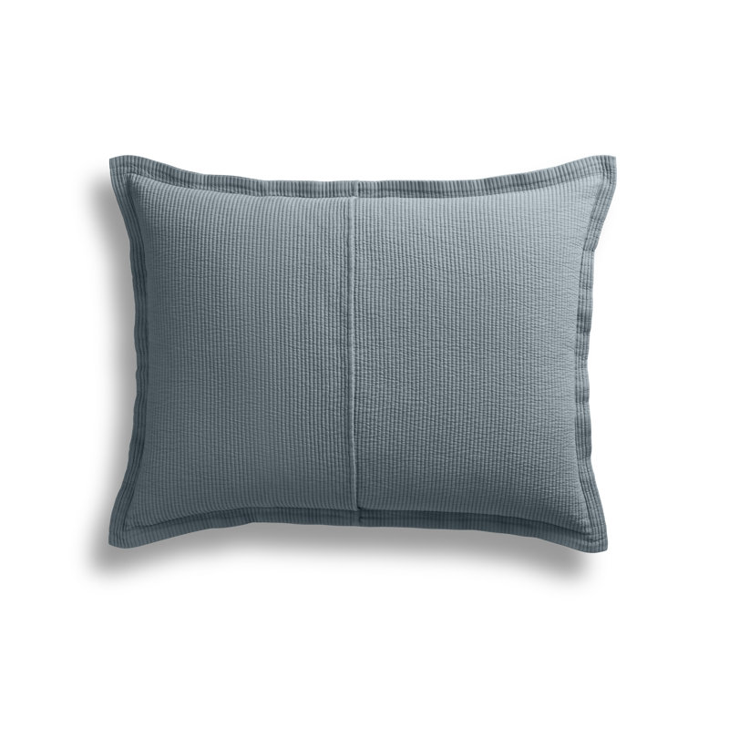 Ripple Coverlet Set, Queen Bedspread + 2 Queen Shams, Gray Blue/Putty