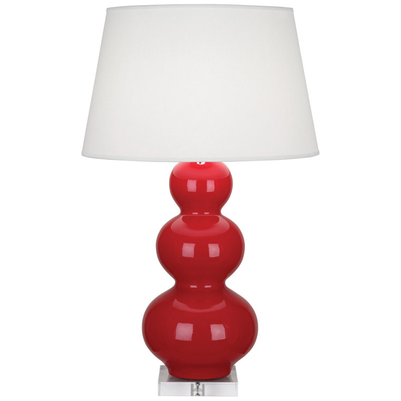 Triple Gourd Ceramic Table Lamp, Ruby Red