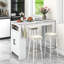  47'' Long Counter Height Table Bar Table Faux Marble Pub Table W/ Cabinet