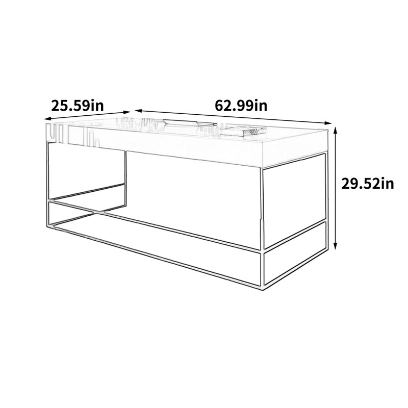 Bureau stylé et élégant, H 29,52 po x l 62,99 po x P 25,59 po