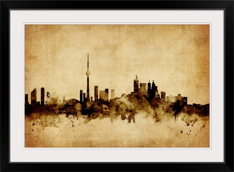 «Toronto Canada Skyline» par Francy, impression, Cadre noir, H 20 po x l 26 po x P 1 po