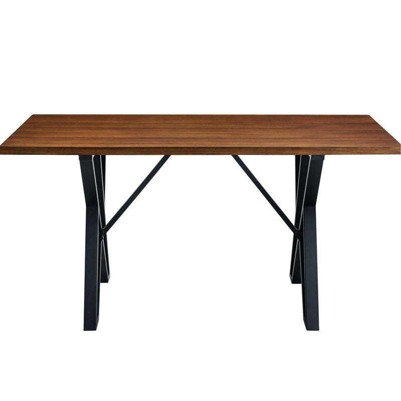 Table de salle à manger en noyer avec pieds en métal, l 57,92 po x P 35,5 po, H 28,35 po