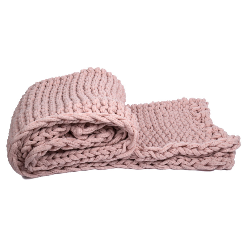 Chunky Knit Throw Blanket, Pink