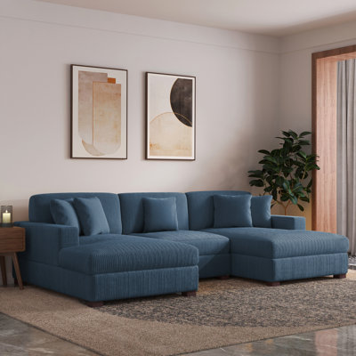 3 Seater Corduroy Corner Sofa 