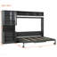 Grand lit escamotable mural avec canapé, tablettes USB et gris clair-965857693
