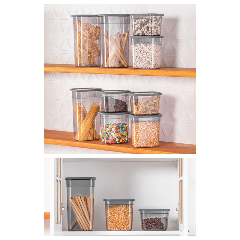 Ensemble de boîte de rangement durable (24 pièces), couleur anthracite | 8 boîtes: 4,7 x 6,5 x 4,4 po (1300 ml), 8 boîtes: 4,7 x 6,5 x 6,5 po (2000 ml), 8 boîtes: 4,7 x 6,5 x 10,8 po (3200 ml) | 100% plastique, sans BPA, va au lave-vaisselle, parfait pour organiser la maison et la cuisine