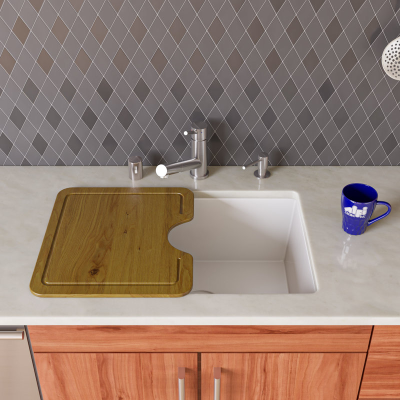23.63'' L Single Bowl Granite Kitchen Sink, White