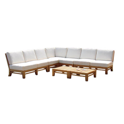 RamledSect 115'' Teak Outdoor Patio Sectional with Sunbrella® Cushions
