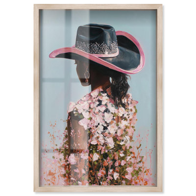 Décoration murale «Glistening Cowgirl Blossom Shadowbox» par Art Remedy, cadre blond, 17 x 25