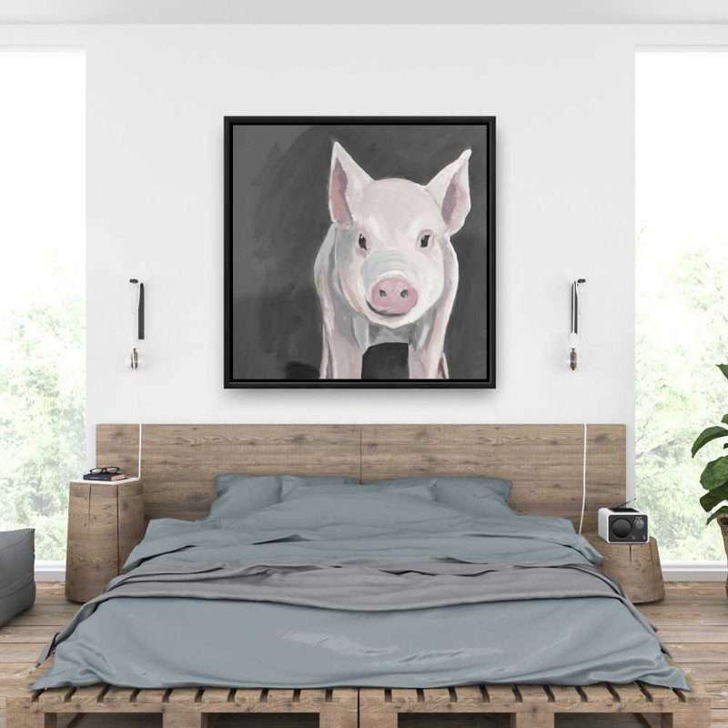 Petit porcelet - Toile encadrée rose pour la maison | Art mignon