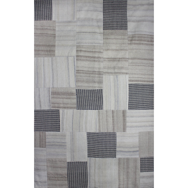Tapis décoratif en laine nouée à la main à motif géométrique Patridge brun/noir, Rectangle de 2 pi x 3 pi