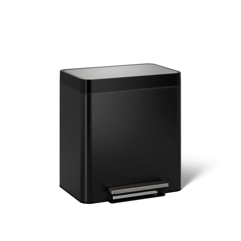 Poubelle compacte en acier inoxydable 8 gallons, Acier inoxydable noir
