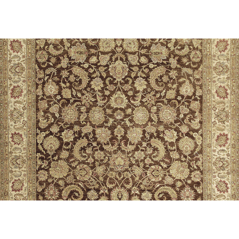 Hand Knotted Wool Oriental Area Rug in Brown/Cream/Black, Rectangle 6' x 9'