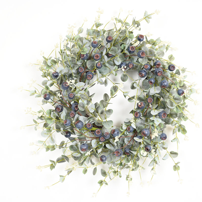 Couronne de porte artificielle 26 po, Vert/bleu