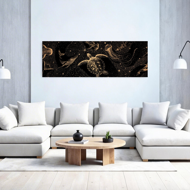 Celestial Ocean Creatures by AlirÄ±za CAKIR - Wrapped Canvas Panoramic Print, 50.8 cm H x 152.4 cm W