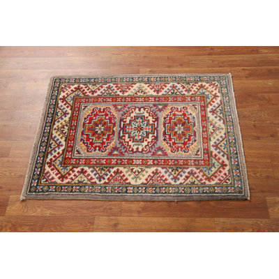 Wool Geometric Kazak Oriental Accent Rug 2x3