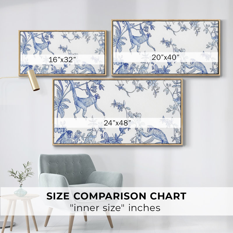 «Blue Monkey Land Toile II», toile tendue avec châssis, prête à accrocher, Naturel, H 21 po x l 41 po