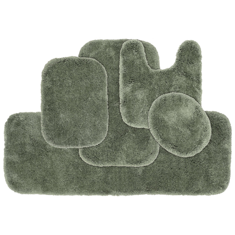 Ensemble de tapis / tapis de bain ultra doux 5 pièces avec envers antidérapant Mccluney, Fougère intense