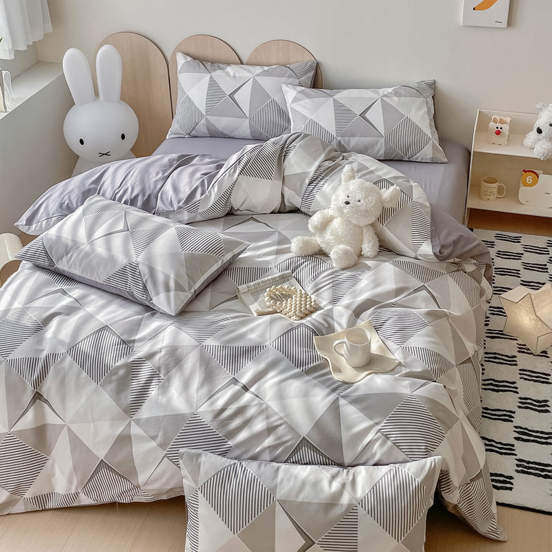 3pcs Geometric Duvet Cover Set (Without Core), Modern Pattern Print Bedding Set, King Sheet Set with 2 Pillowcases