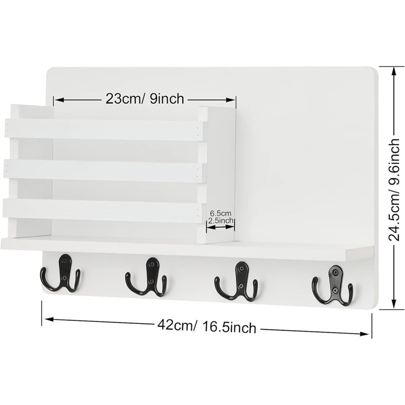 Ricolson Manufactured Wood Wall Organizer, White