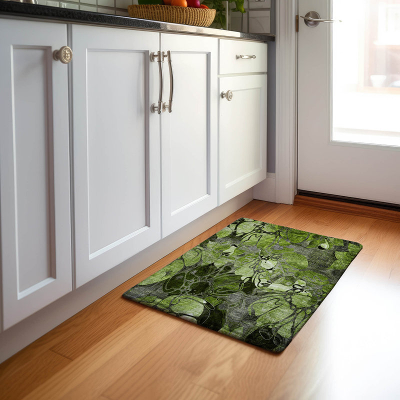 Premium Machine Washable Cerrito AMF558 Fern Rug, Rectangle 1'8" x 2'6"
