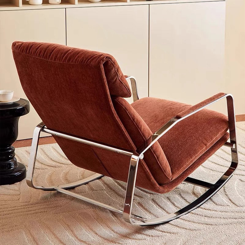 Chaise berçante en chenille en acier inoxydable, Brun-roux